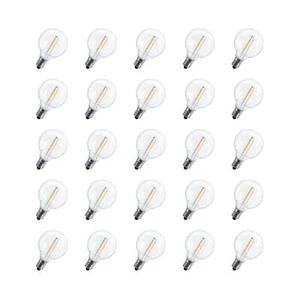 Patio Decor 1.5" Dimmable LED Replacement Light Clear Bulbs Plastic E12 25-Pack - Picture 1 of 7