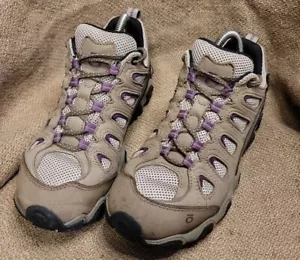 Oboz Womens Sawtooth II Tan/Plum Leather Waterproof Lace Up Hiking Boots Size 8  - Picture 1 of 7