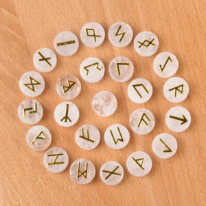 25pcs White Crystal Stone Rune Crystal Set Elder Futhark Reiki Healing Gemstone - Imagen 1 de 3