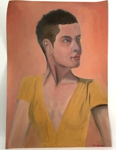 Portrait of a Girl Oil on Paper Original Art Painting Beata Ulikowska Signed - Picture 1 of 10