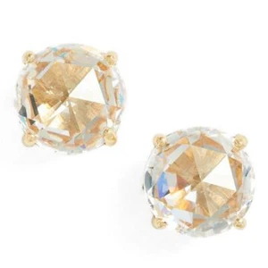 Neu mit Etikett Kate Spade helle ideale runde Ohrstecker klar gold CZ - Bild 1 von 5