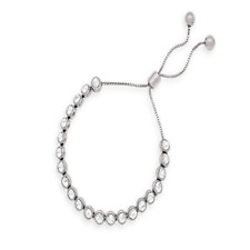 Premier Designs studded statement crystal bracelet adjustable silvertone silver