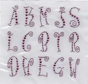 15 Assorted Hot Pink Boingo Rhinestone Iron-On Transfer Bling Initials - Picture 1 of 1