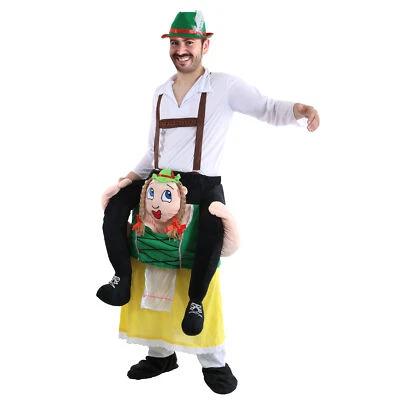 Mens Oktoberfest Costume Bavarian Lady Shoulder Carry Piggy Back Ride Me Party  — 第 1/4 张图片