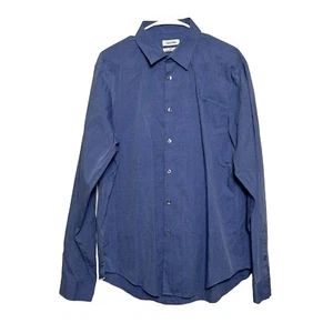 Calvin Klein slim fit men's Collared Shirt non iron blue sz 17/36/37 Cotton 100% - Picture 1 of 10