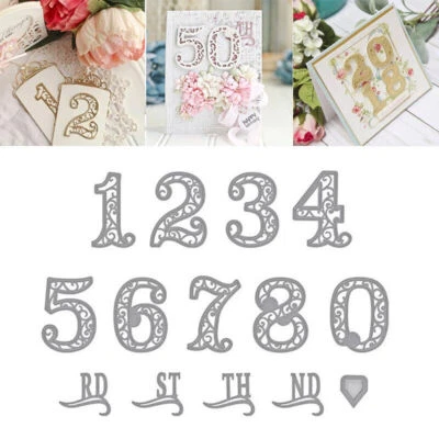 Cutting Numbers Paper Lace Metal Craft Stencil Embossing Card Scrapbooking Dies - Image 1 of 4