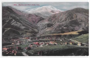 Vintage Postcard Manitou And Pike's Peak Colorado Bird's Eye View Mountain Town - Picture 1 of 2