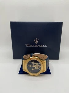 Reloj Pulsera Maserati Potenza Hombre Caja Dorada Banda Azul Cuarzo R8851108035 - Imagen 1 de 12