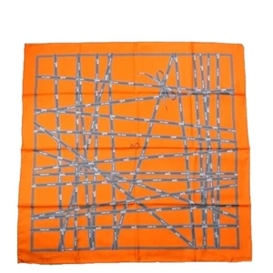 Hermes Scarf Bolduc au Carre 90 cm Silk Orange Carre ribbon 35 - Picture 1 of 8