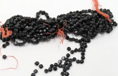 Cuentas de vidrio checas vintage antiguas opacas negras con cabeza de clavo corte victoriano BB90-124 Foto 1 de 4