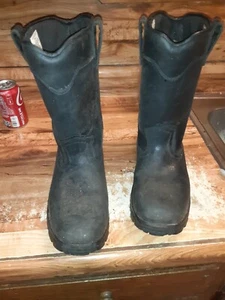 avengers black slip on steel toe boots size 11 1/2 - Picture 1 of 8