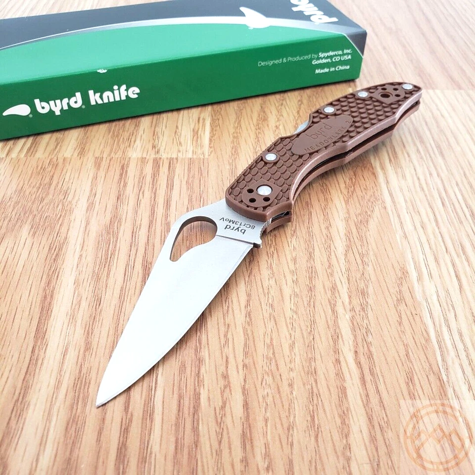 Spyderco Byrd Meadowlark 2 Folder 2.9 in Plain Brown FRN Handle BY04PBN2