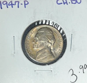 1947-P Jefferson níquel ~ ch/bu ~hermosa moneda~ - Imagen 1 de 2