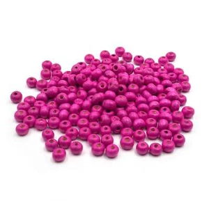 Vintageparts DIY Perlen aus Holz in fuchsia 6x4mm 200 Stück - Bild 1 von 3