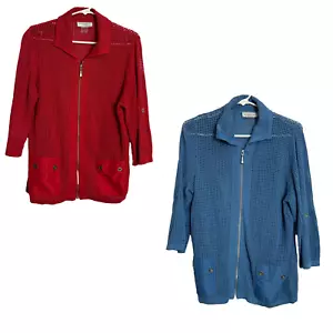Lot 2 Allison Dailey Open Knit Cardigan Sweater Womens Size Small & Small Petite - Picture 1 of 10