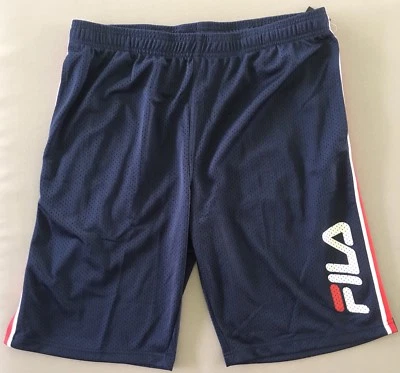 FILA MEN'S TRAINING MESH LOGO SHORTS BLUE WITH POCKETS                    A14 - Image 1 of 2