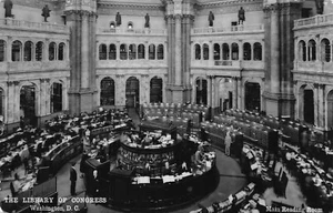 Washington DC Library Of Congress Main Reading Room RPPC Postcard - Picture 1 of 2