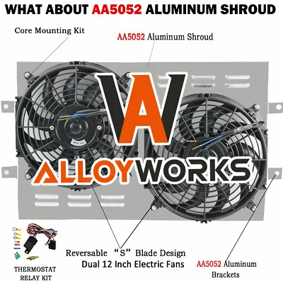 Aluminum Shroud+Fans+Relay For 1963-68 Chevy Chevelle Bel Air EL Impala CAMINO Foto 1 de 4