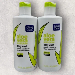2 x Clean & Clear Aloe Vera Acne Prone Body Wash for Sensitive Skin 10 fl oz EA - Picture 1 of 4