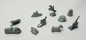 10 Vtg 1940s Monopoly Token lot Horse & Rider Wheelbarrow Car Boat Dog Hat Shoe - Picture 1 of 2