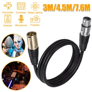 XLR Microphone MIC 3-Pin Male to Female Cable Cord Connector Extension Shielded - Picture 1 of 19