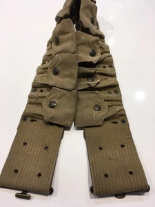 Original U.S. Pre WWI Rimless Eagle Snap Mills Cartridge 9 Pockets Khaki Belt  - Picture 1 of 12
