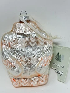 St Nicholas Square Glass Pink Sweater Glitter Zigzag Christmas Tree Ornament - Picture 1 of 23