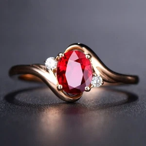 NEW 925 Sterling Silver Red Zircon Adjustable Ring Womens Girl Jewellery Gift UK - Picture 1 of 6