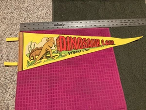 Vintage UT Vernal Utah Dinosaur Land SOUVENIR Banner PENNANT - Fast Shipper - Picture 1 of 4