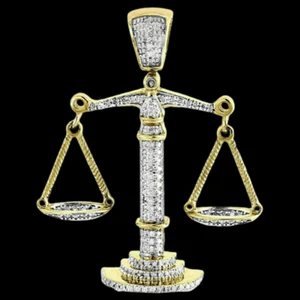 1.2Ct Lab-Created Diamond Libra Weighing Scale Pendant 14K Yellow Gold Plated - Picture 1 of 2
