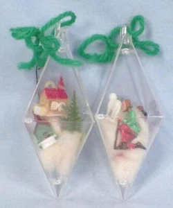 Jewelbrite 2 Christmas Ornaments Wise Men Church House Diorama Mid Century #223 - Picture 1 of 5