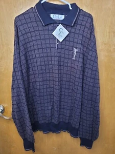 New Vintage Cypress Links Cotton Sweater Mens XXL Plaid USA Made - Picture 1 of 5
