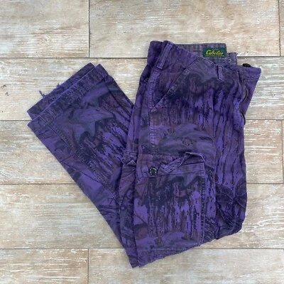 Men’s VTG Cabela’s ReelTree Camo Pants Sz 29 Reg Belt Loop Button Pocket Purple - Image 1 of 4