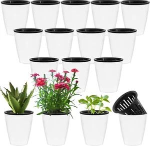 16 Pcs 4 Inch Self Watering Plastic Planter with Inner Pots,White Modern Plastic - Picture 1 of 7