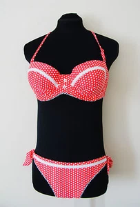 Top retro a lunares/manchado ex Urban Outfitters, parte inferior bikini - Imagen 1 de 3