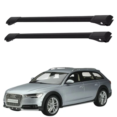 Barras transversales de techo para Audi A6 C6 Allroad Quattro 2006-2011 2 piezas negras Foto 1 de 4