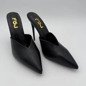 FSJ Heels Gr. 13,5 US V-Schnitt geschlossene Zehe Pantoletten, Stiletto schwarz spitz zulaufend 5" - Bild 1 von 6