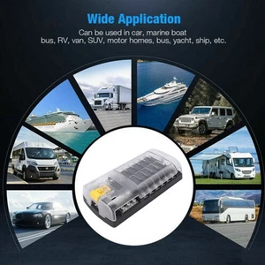 12 Way Fuse Box With Cover And LED Indicator 24 Fuses 24 Terminals Insulated - Picture 1 of 12