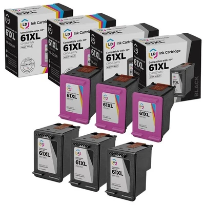 LD Replacement Replacements for HP 61XL 6pk Ink 3 CH563WN Black 3 CH564WN Color - Image 1 of 4