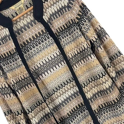 Cárdigan artístico Misook XS para mujer chaqueta tejida onda metálica negro dorado frente abierto Foto 1 de 4