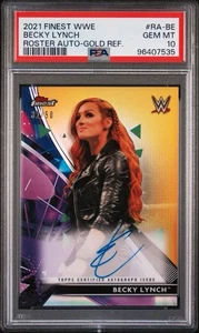 PSA 10 2021 TOPPS FINEST WWE AUTOGRAPHS GOLD REFRACTOR 32/50Becky Lynch Low POP - Bild 1 von 2
