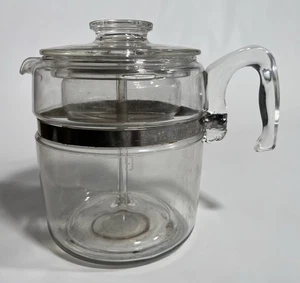 Kompletter Vintage Pyrex 7759 Glas Kaffee Kaffeemaschine 9 Tassen Flammgeschirr Herdplatte - Bild 1 von 10