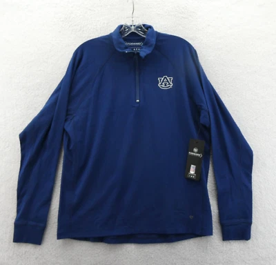 Chaqueta tejida ligera marca Auburn Tigers 1/4 cremallera para hombre pequeña azul '47 deportes universitarios Foto 1 de 4