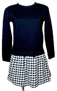 NEW Vineyard Vines Girls XL Dress Mixed Media, Fleece & Flannel, Black & White - Picture 1 of 15