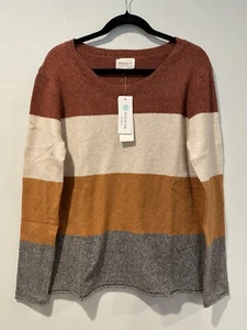 NEW Stitch Fix Sweater Womens XL Multi Color Crew Neck Roll Hem Stretch Cozy - Picture 1 of 6