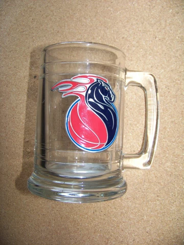 Detroit Pistons pewter logo emblem handled clear glass tankard mug c30114 Cover
