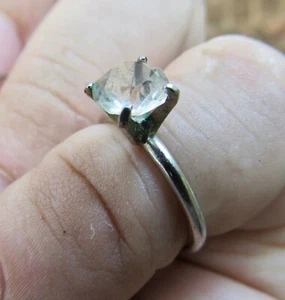 Vtg UNCAS Ladies RING Silver -6- Solitaire RARE VG+ - Picture 1 of 4