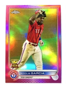 2022 Topps Chrome Pink Refractor Adolis Garcia #25 Rangers - Picture 1 of 2