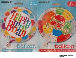2 x 18 Zoll Happy Birthday Runde Feier Party Dekoration Folie Helium Ballon - Bild 1 von 3