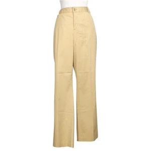RALPH LAUREN Tan Stretch Cotton Twill Slimming Fit Logo Tab Flared Pants 14W - Picture 1 of 3